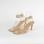 Paul Andrew Gold Lace Up Kitten Heels