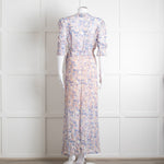 Berenice Pale Pink Blue Floral Frill Detail Wrap Dress