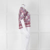 Masscob White Purple Floral Cropped Neck Tie Top