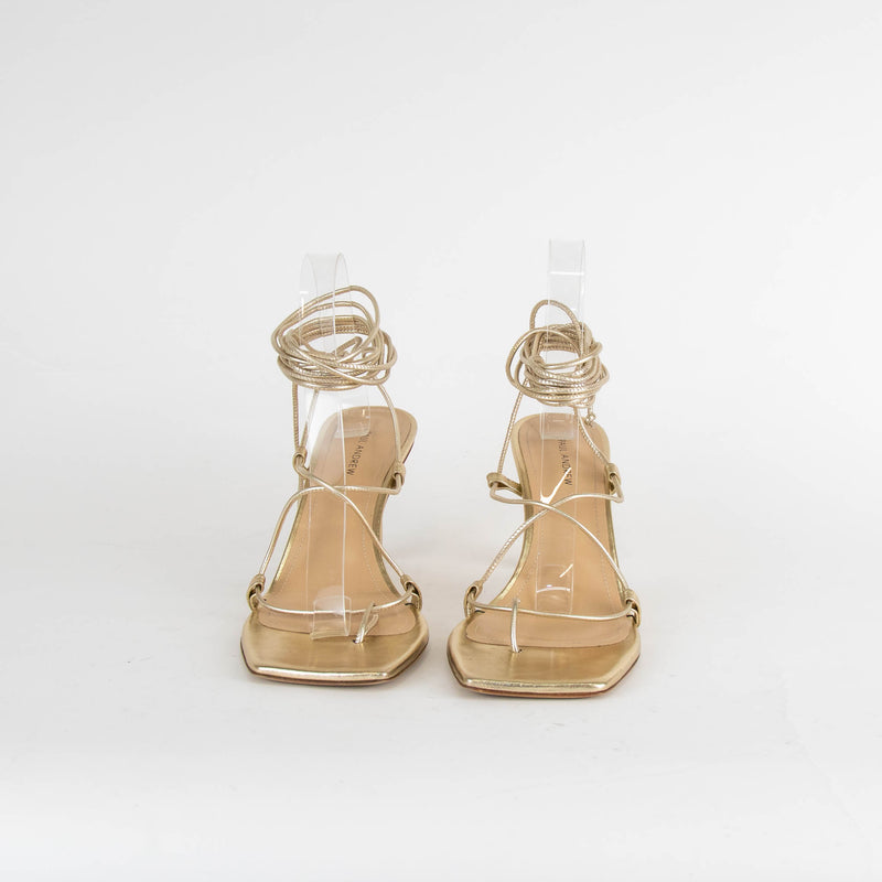 Paul Andrew Gold Lace Up Kitten Heels
