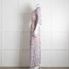 Berenice Pale Pink Blue Floral Frill Detail Wrap Dress