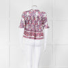 Masscob White Purple Floral Cropped Neck Tie Top