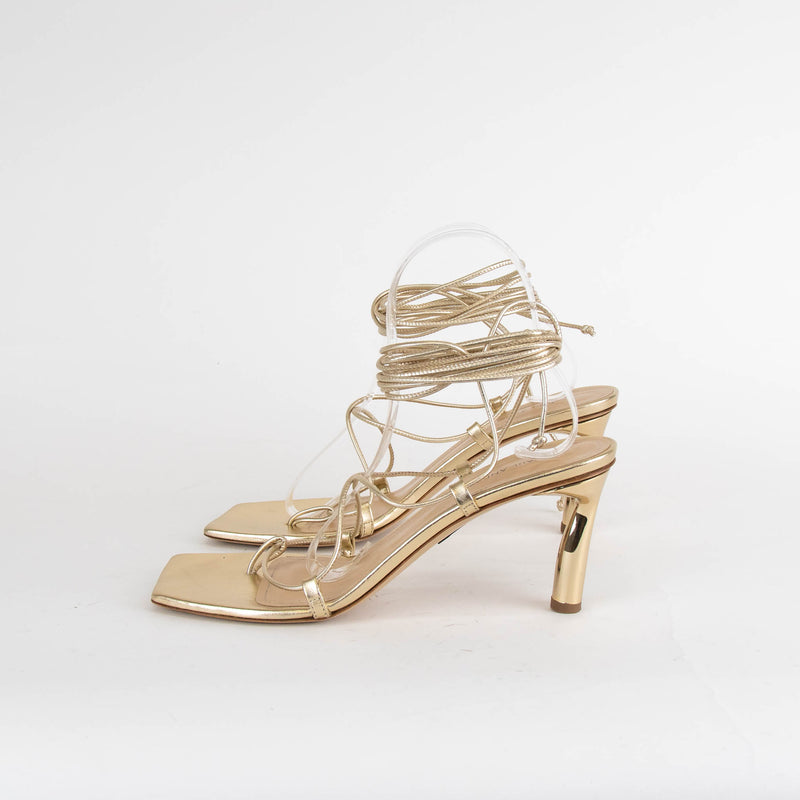 Paul Andrew Gold Lace Up Kitten Heels