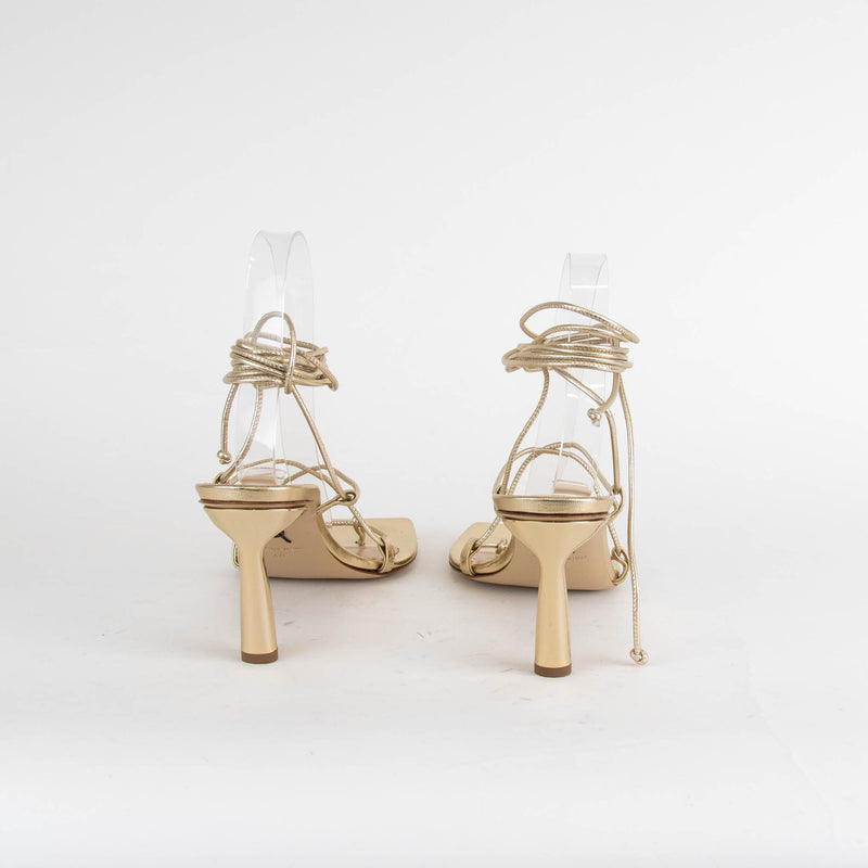 Paul Andrew Gold Lace Up Kitten Heels