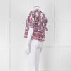 Masscob White Purple Floral Cropped Neck Tie Top