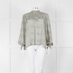 Masscob Green Grey Floral Smock Silk Top