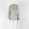 Masscob Green Grey Floral Smock Silk Top