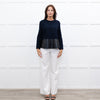 Balenciaga Navy Black Coated Panel Wide Top
