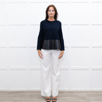 Balenciaga Navy Black Coated Panel Wide Top