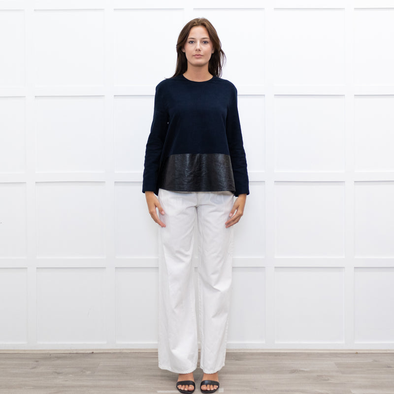 Balenciaga Navy Black Coated Panel Wide Top