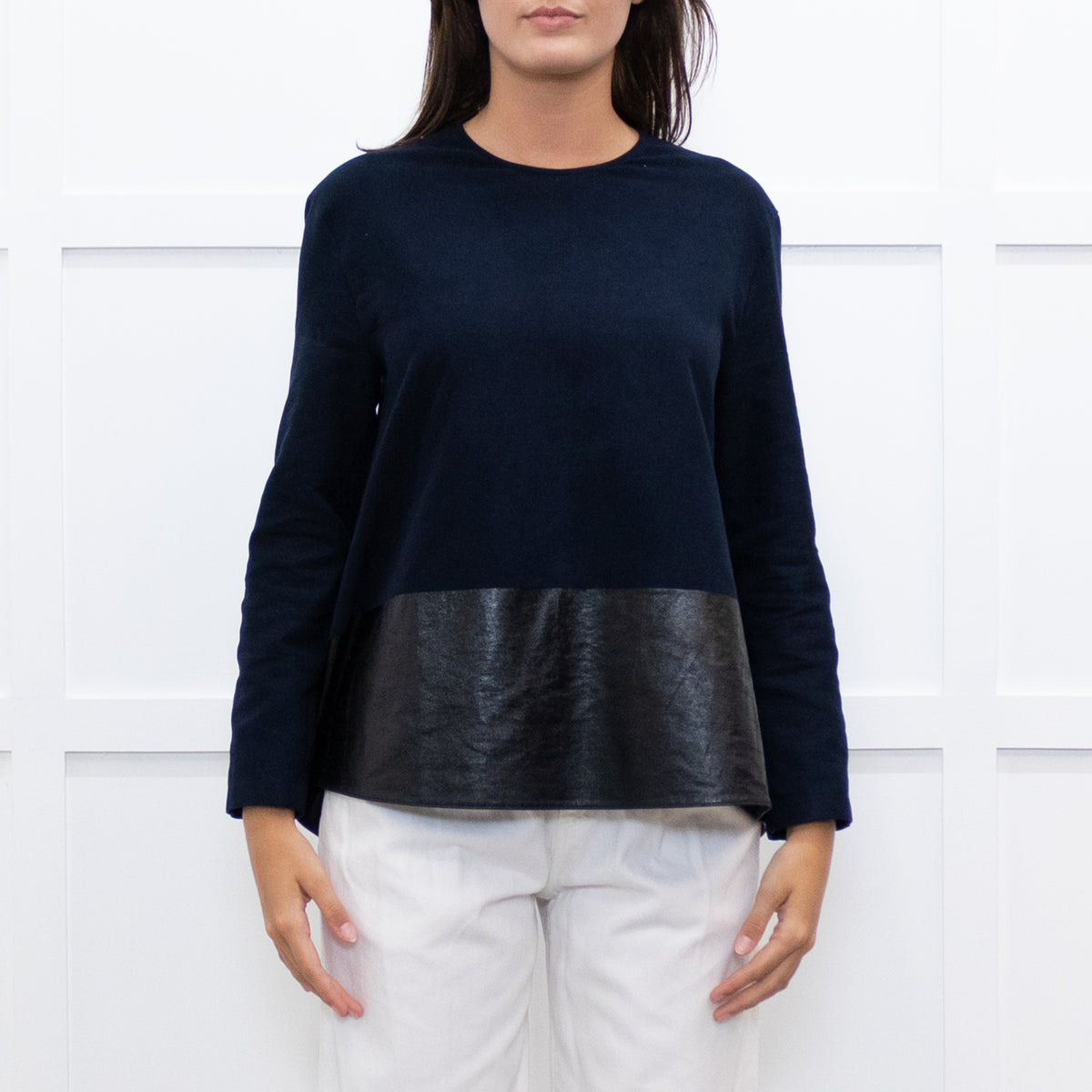 Balenciaga Navy Black Coated Panel Wide Top