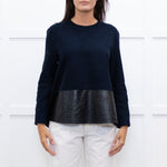Balenciaga Navy Black Coated Panel Wide Top