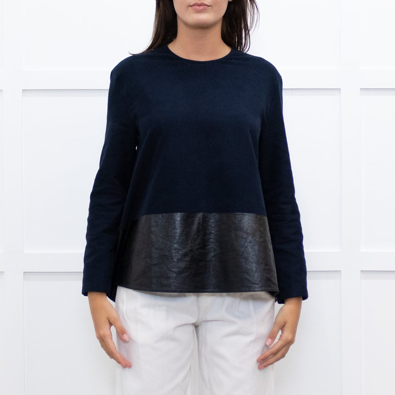 Balenciaga Navy Black Coated Panel Wide Top
