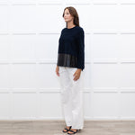 Balenciaga Navy Black Coated Panel Wide Top