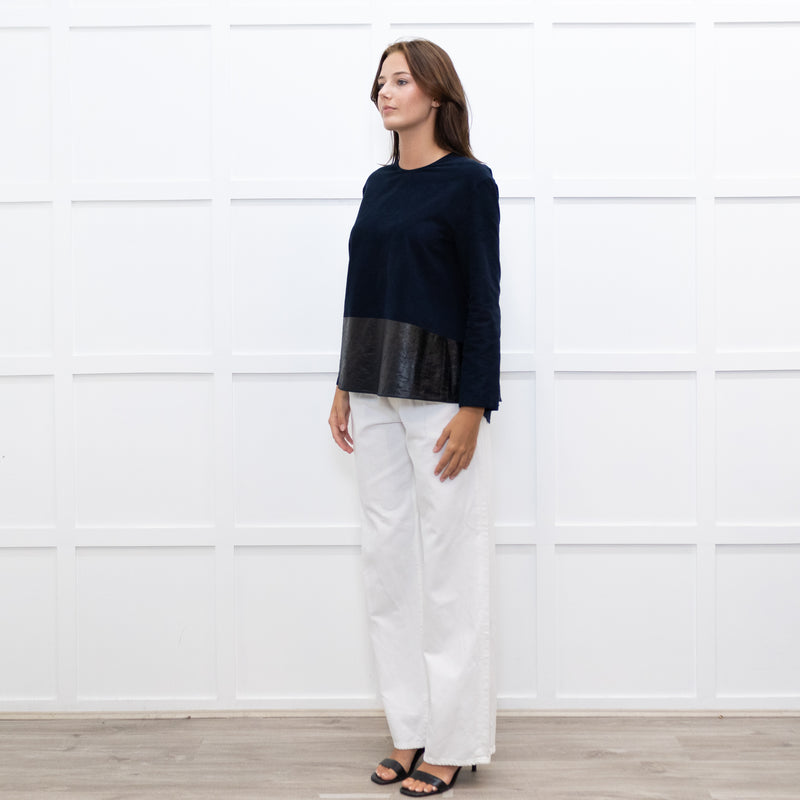 Balenciaga Navy Black Coated Panel Wide Top
