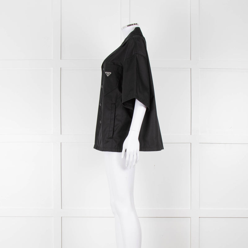 Prada Black Re-Nylon Triangle Logo Shirt