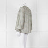 Masscob Green Grey Floral Smock Silk Top