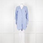 Rag & Bone White Blue Striped Cotton Shirt Dress