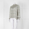 Masscob Green Grey Floral Smock Silk Top