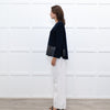 Balenciaga Navy Black Coated Panel Wide Top