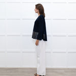 Balenciaga Navy Black Coated Panel Wide Top