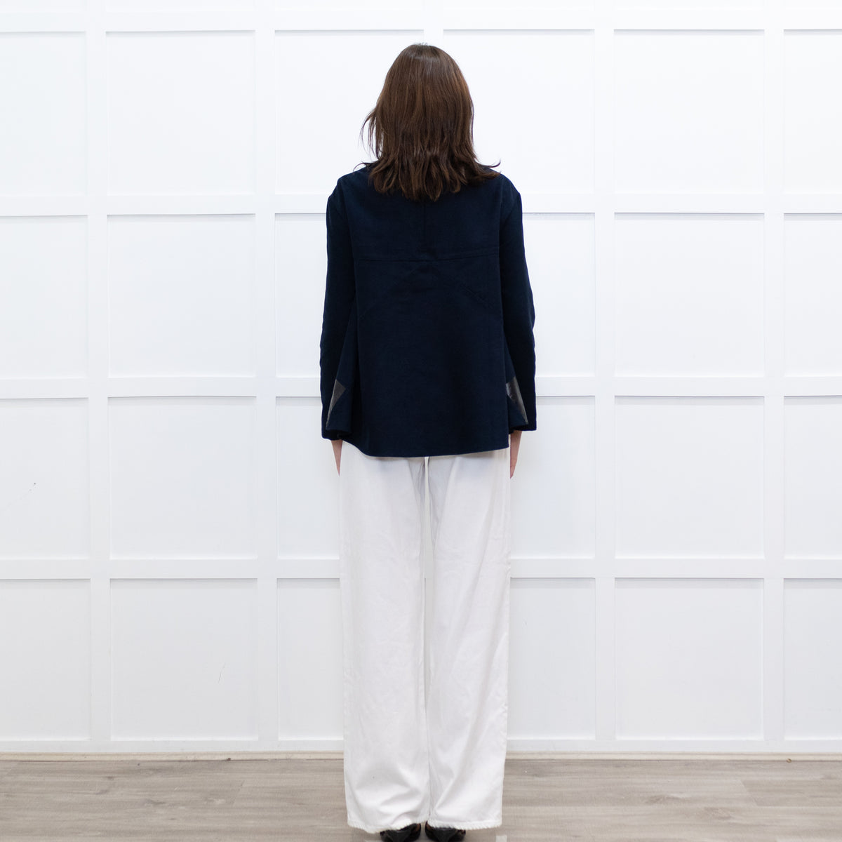 Balenciaga Navy Black Coated Panel Wide Top