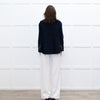 Balenciaga Navy Black Coated Panel Wide Top