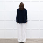 Balenciaga Navy Black Coated Panel Wide Top