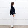 Balenciaga Navy Black Coated Panel Wide Top