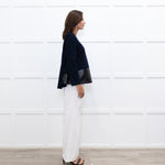 Balenciaga Navy Black Coated Panel Wide Top