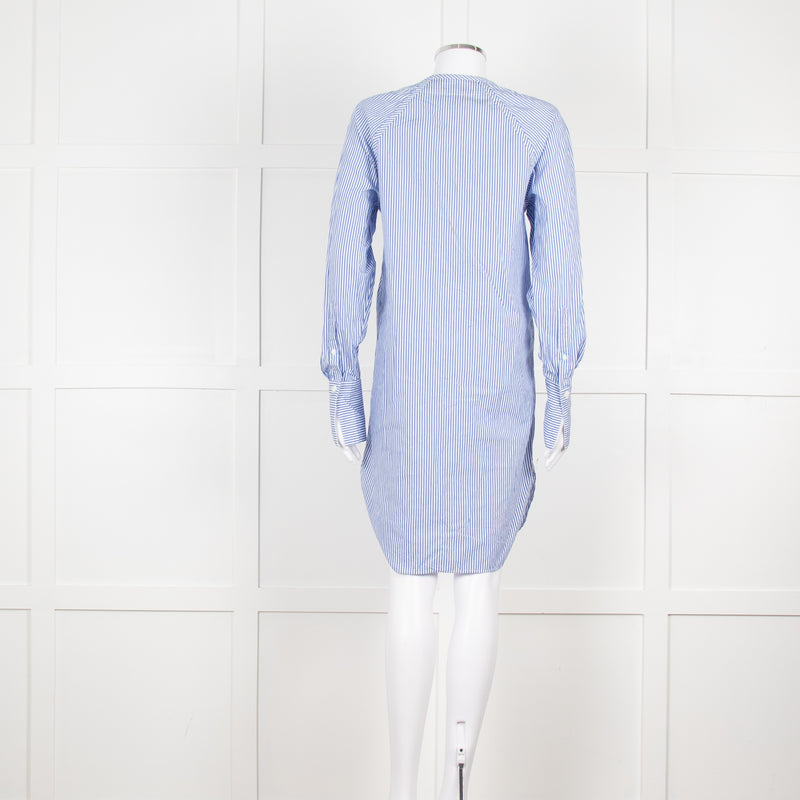 Rag & Bone White Blue Striped Cotton Shirt Dress