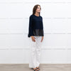 Balenciaga Navy Black Coated Panel Wide Top