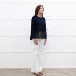 Balenciaga Navy Black Coated Panel Wide Top