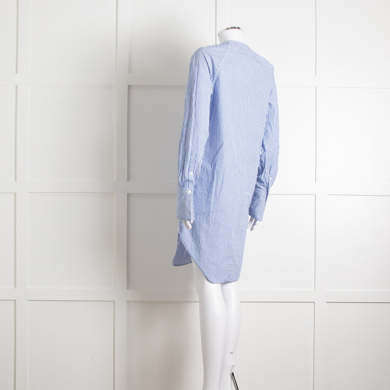 Rag & Bone White Blue Striped Cotton Shirt Dress