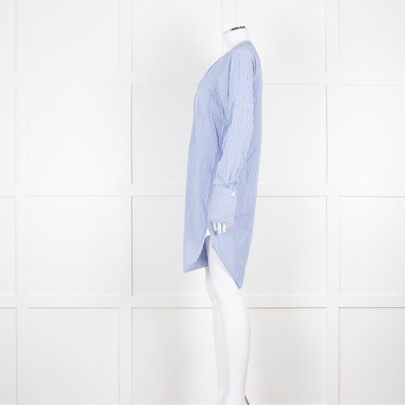 Rag & Bone White Blue Striped Cotton Shirt Dress