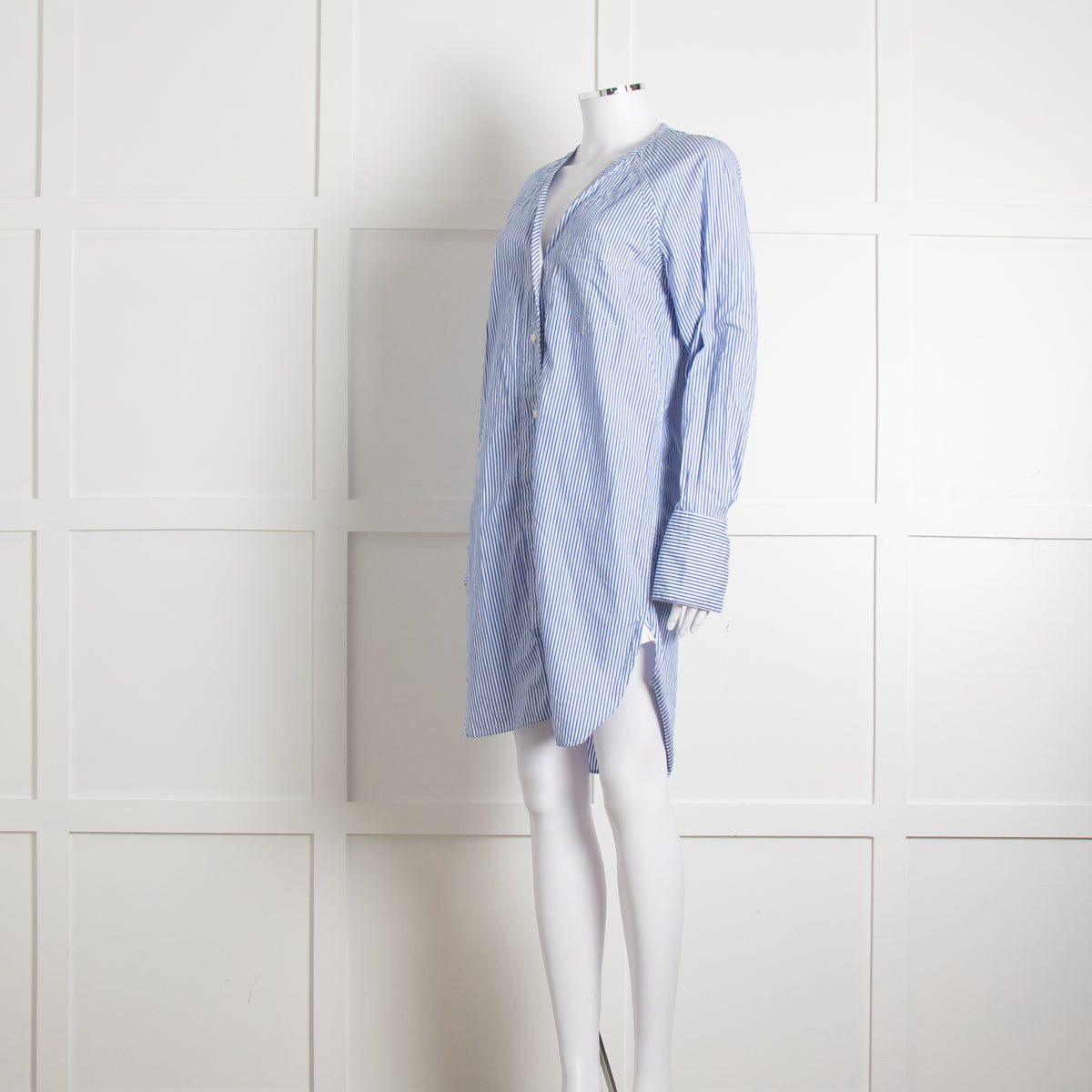 Rag & Bone White Blue Striped Cotton Shirt Dress