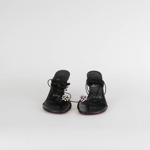 Christian Louboutin Black Crystal Lace Up Heels