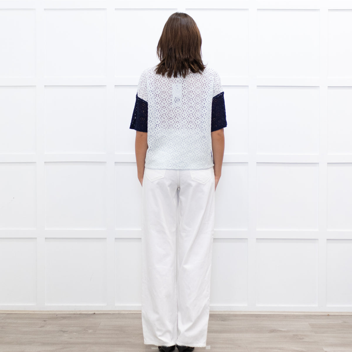 Baum und Pferdgarten Navy Ice Blue Lace Short Sleeve Top