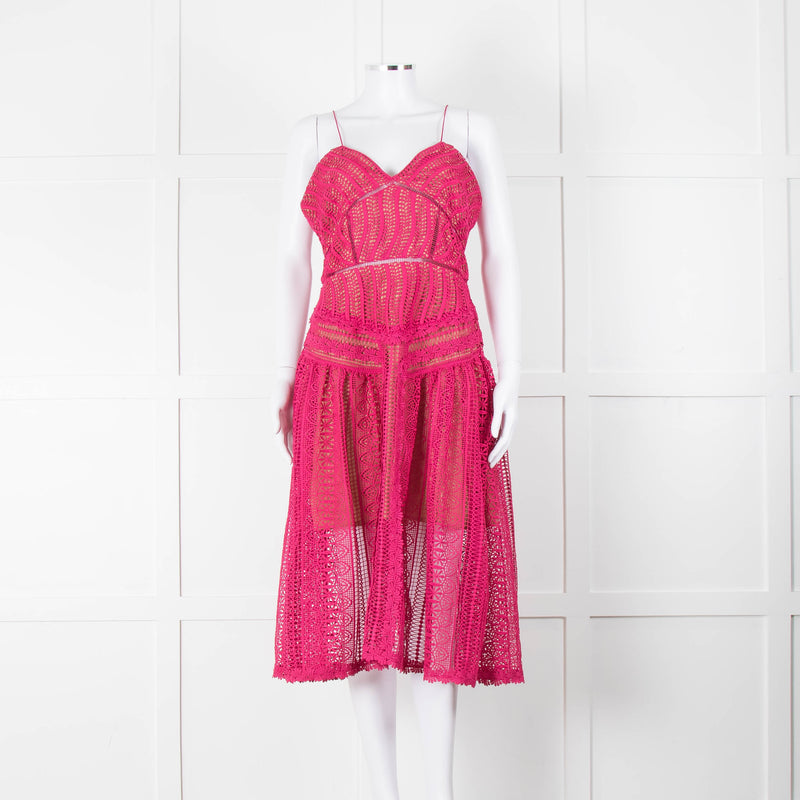 Self-Portrait Pink Lace Sleeveless Dress