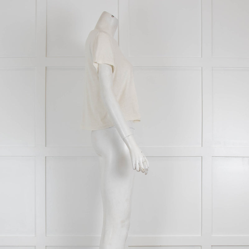 Re/Done Hanes Cream Cropped T Shirt