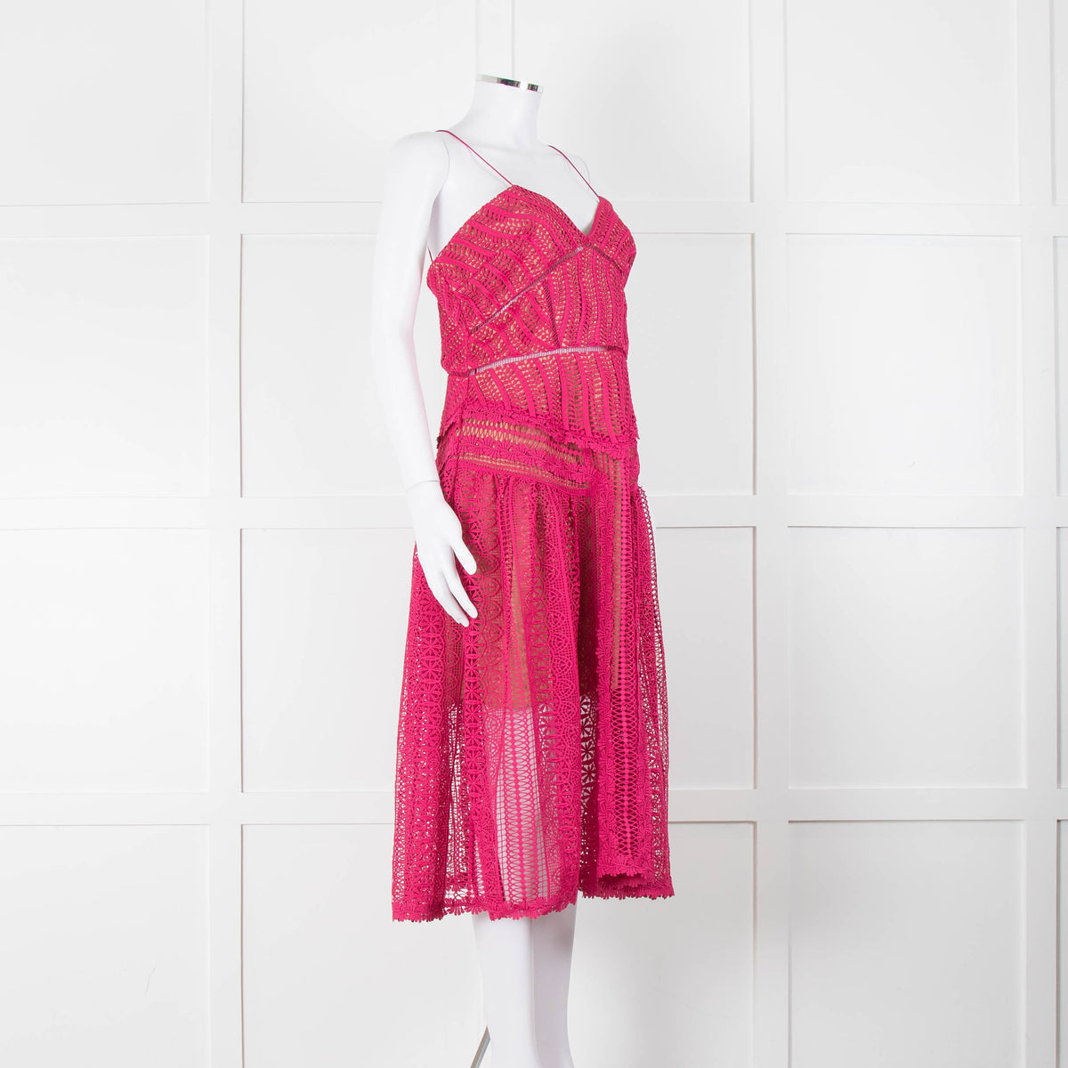 Self-Portrait Pink Lace Sleeveless Dress