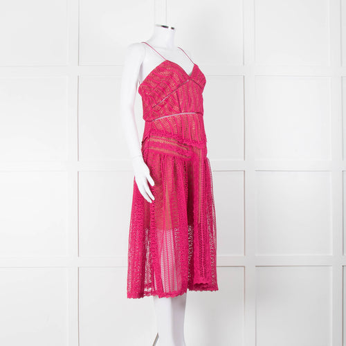 Self-Portrait Pink Lace Sleeveless Dress