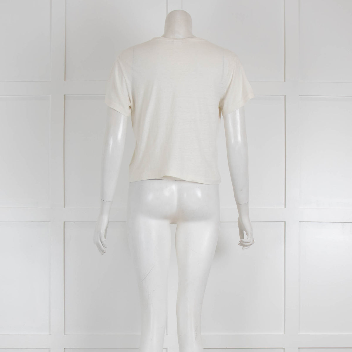 Re/Done Hanes Cream Cropped T Shirt