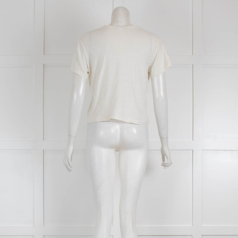 Re/Done Hanes Cream Cropped T Shirt