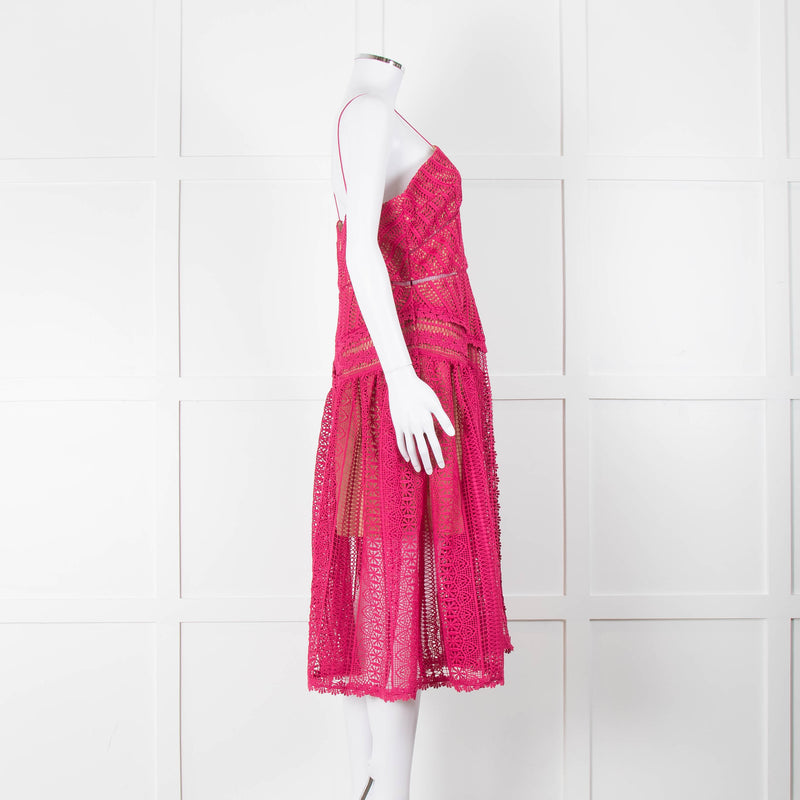 Self-Portrait Pink Lace Sleeveless Dress