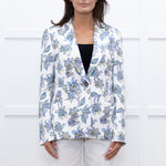 Escada White Blue Floral Blazer Jacket