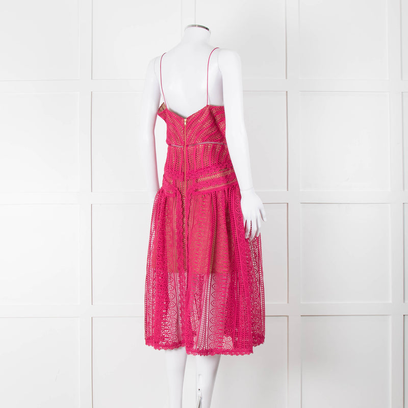 Self-Portrait Pink Lace Sleeveless Dress