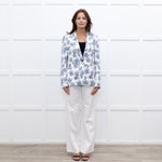 Escada White Blue Floral Blazer Jacket