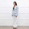 Escada White Blue Floral Blazer Jacket