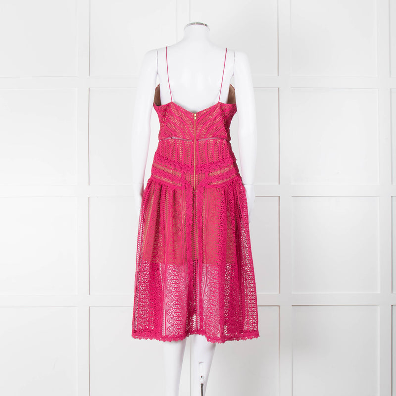 Self-Portrait Pink Lace Sleeveless Dress